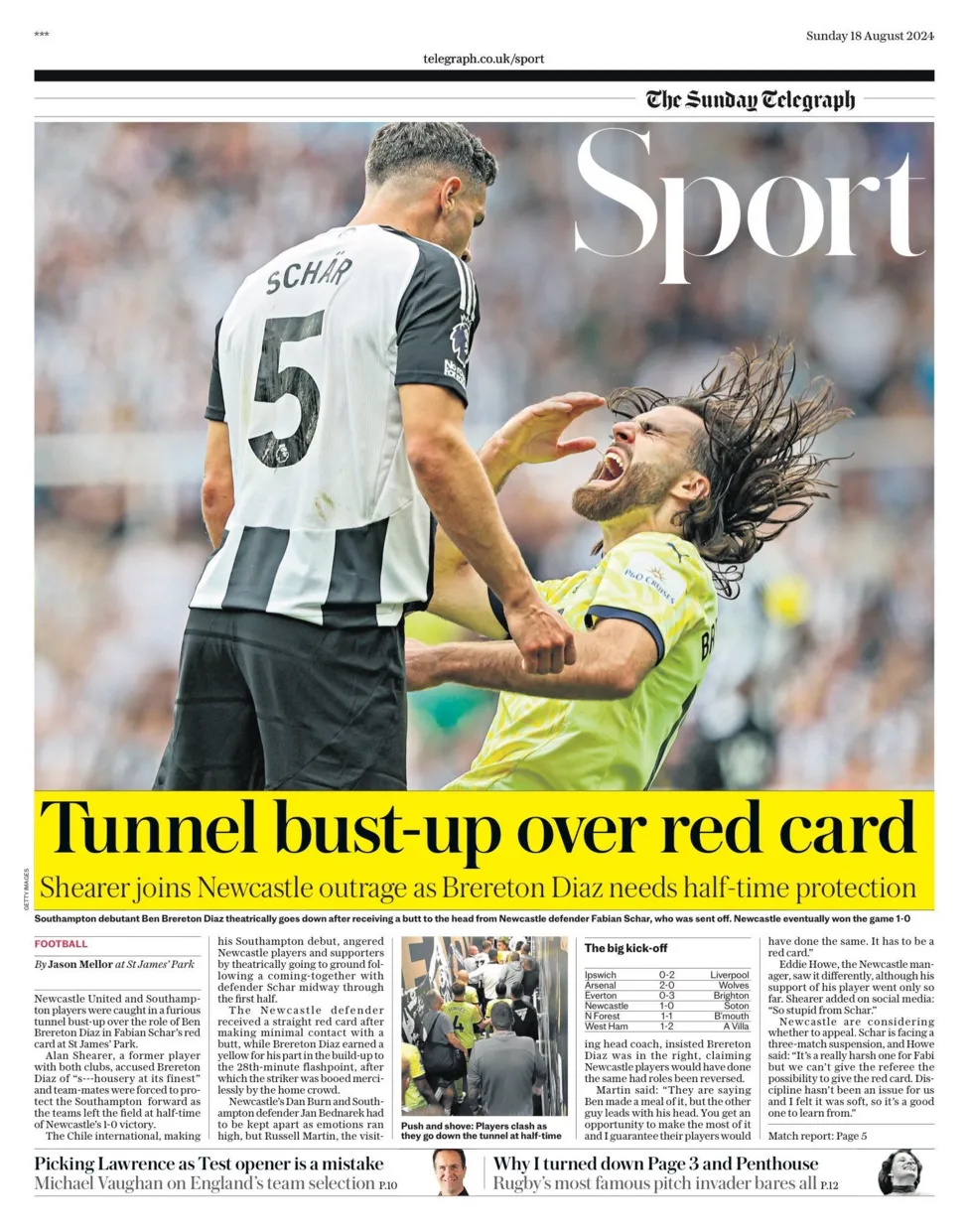 Newspaper Headline: Tunnel bust-up over red card – Learn English Through Football