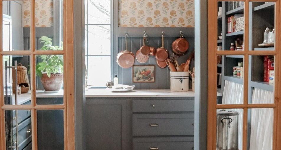 a dreamy and cozy walk in pantry