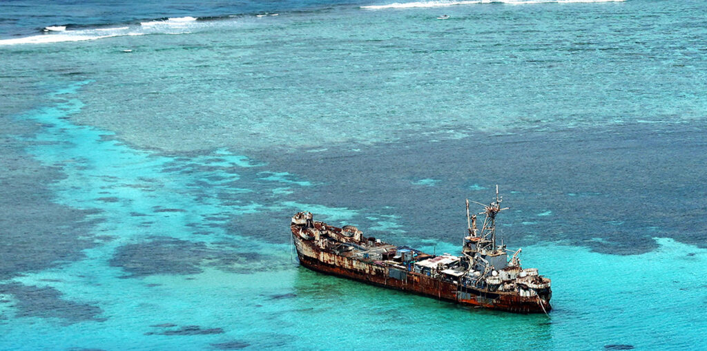 SEETHING CONTENTION AfterMonday’s ramming of a Philippine Coast Guard vessel at Escoda (Sabina) Shoal, concerns over China’s sincerity in keeping regional tensions down shift back to Ayungin (Second Thomas) Shoal, site of the rusting Philippine military outpost, the BRP SierraMadre. —NIÑO JESUS ORBETA