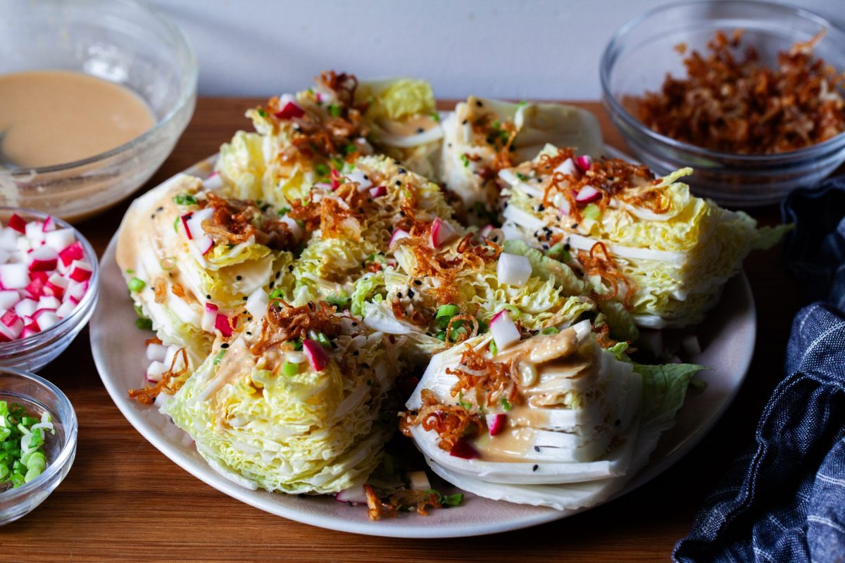 napa cabbage wedge with miso dressing