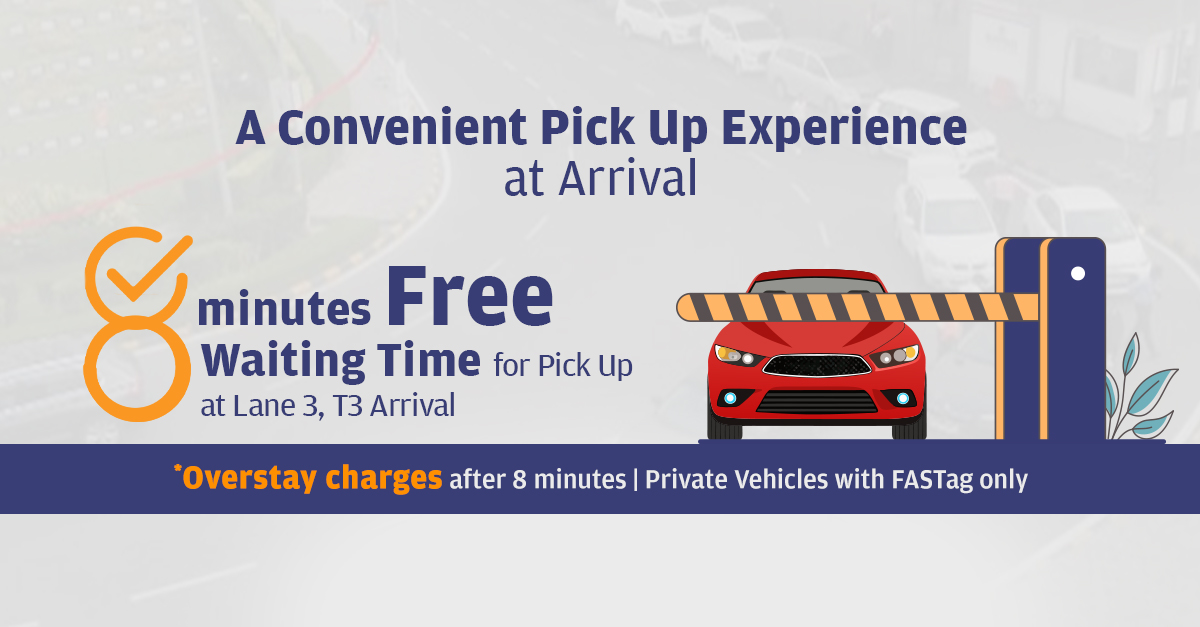 8-Minute Free Pick-Up at Lane 3, Delhi Airport T3