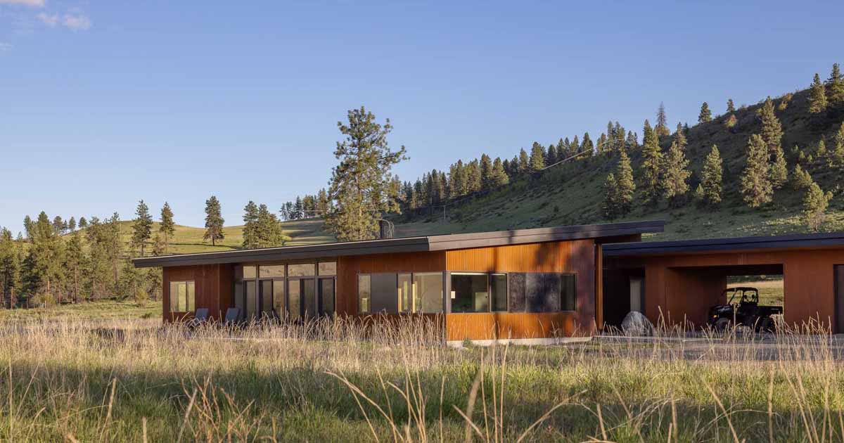 A Weathered Corrugated Metal Exterior Protects This Home On A Ranch