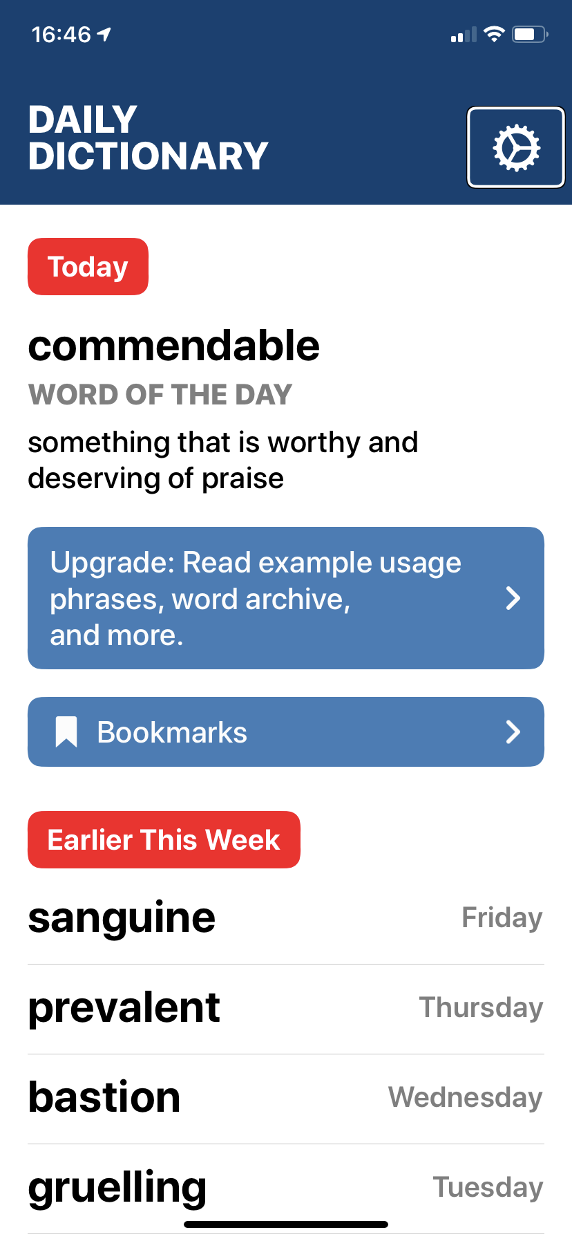 Accessibility Review: Daily Dictionary – Screen changes