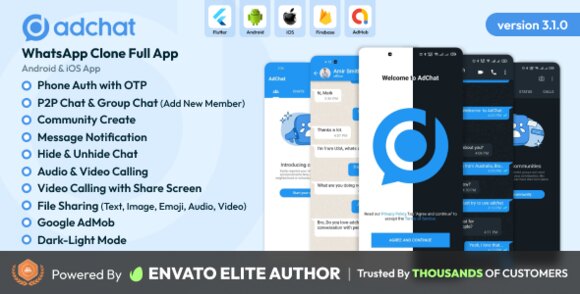 AdChat v3.2.0 – WhatsApp Clone Android & iOS app Source Code