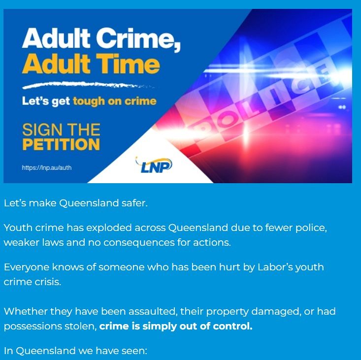 ‘Adult Crime, Adult Time’ in Queensland: LNP direct their anger toward children