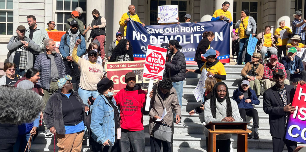 At New York City Hall protest, public housing residents demand end to Fulton Elliott-Chelsea plan