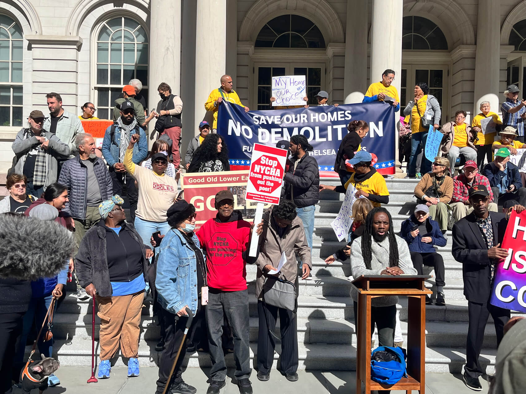 At New York City Hall protest, public housing residents demand end to Fulton Elliott-Chelsea plan