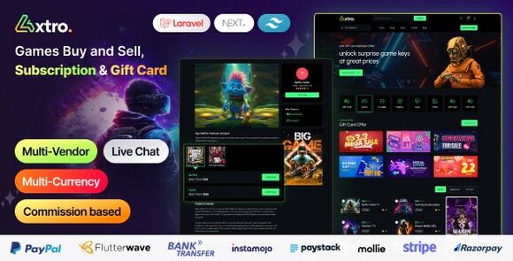 Axtro v1.5.0 – Games Buy and Sell, Subscription & Gift Card Laravel Script PHP Script