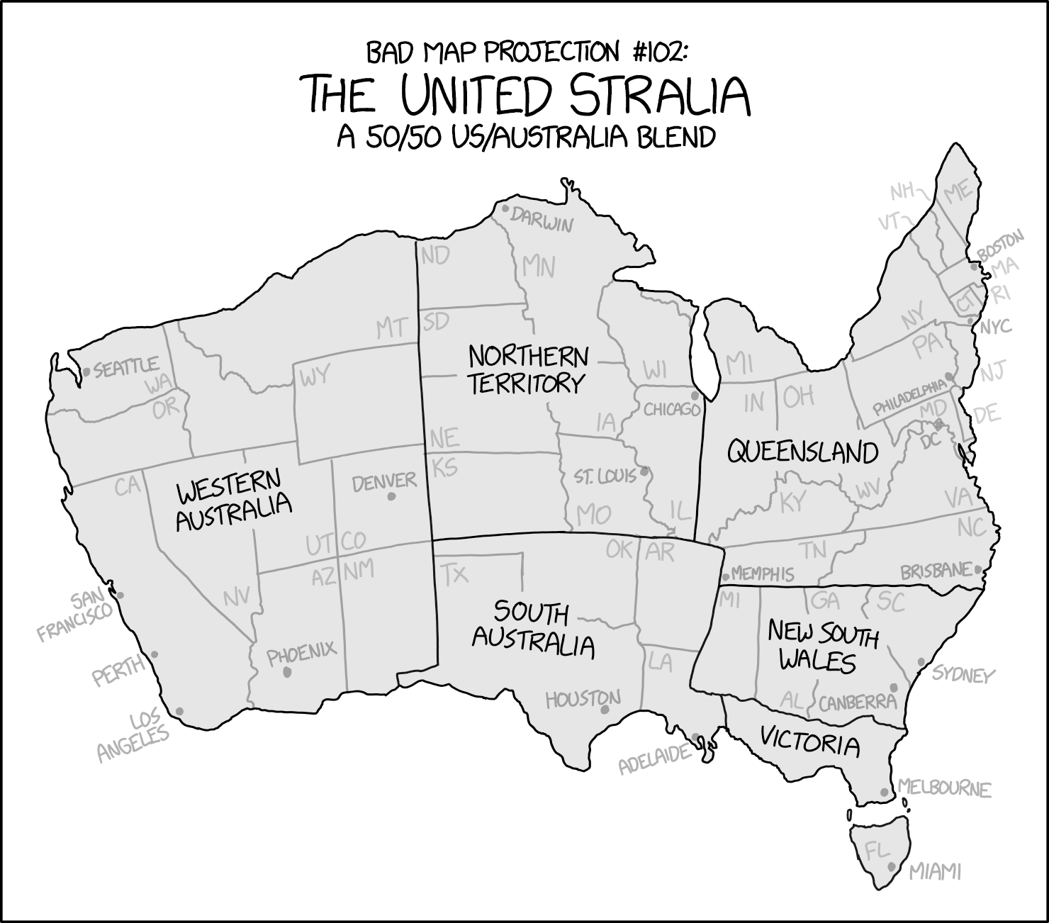 Bad Map Projection: The United Stralia