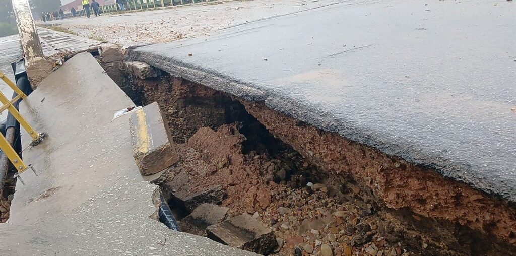 The Kruisrivier Bridge is on the verge of collapse following the floods. (Supplied/Nelson Mandela Bay Municipality)