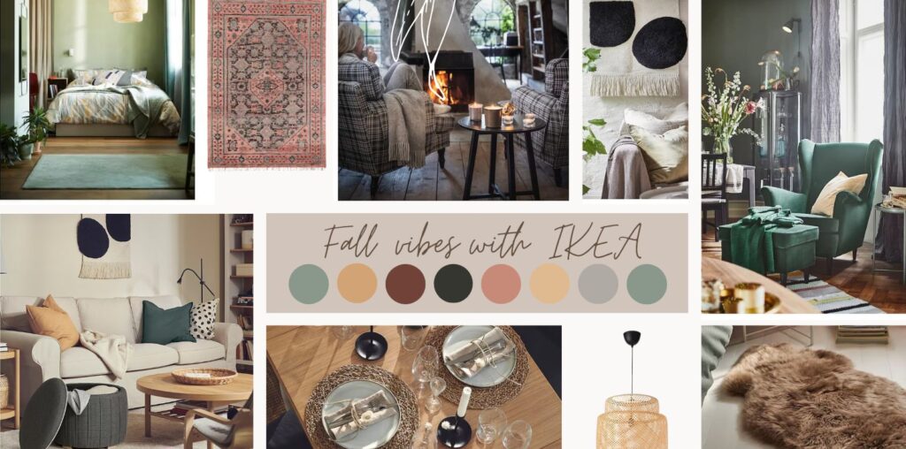 cozy home decor ideas, fall vibes with ikea moodboard