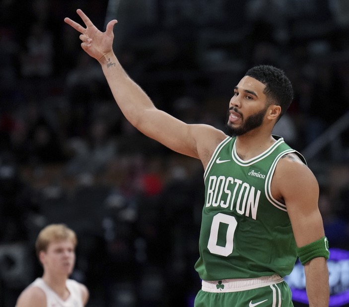 Celtics open title defense bid, dominate Knicks with record-tying triples