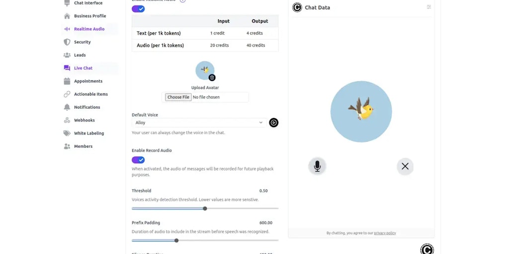 Chat Data 2.0 With Realtime Voice Rag – 24/7 custom AI livechat + realtime voice chatbot | Product Hunt