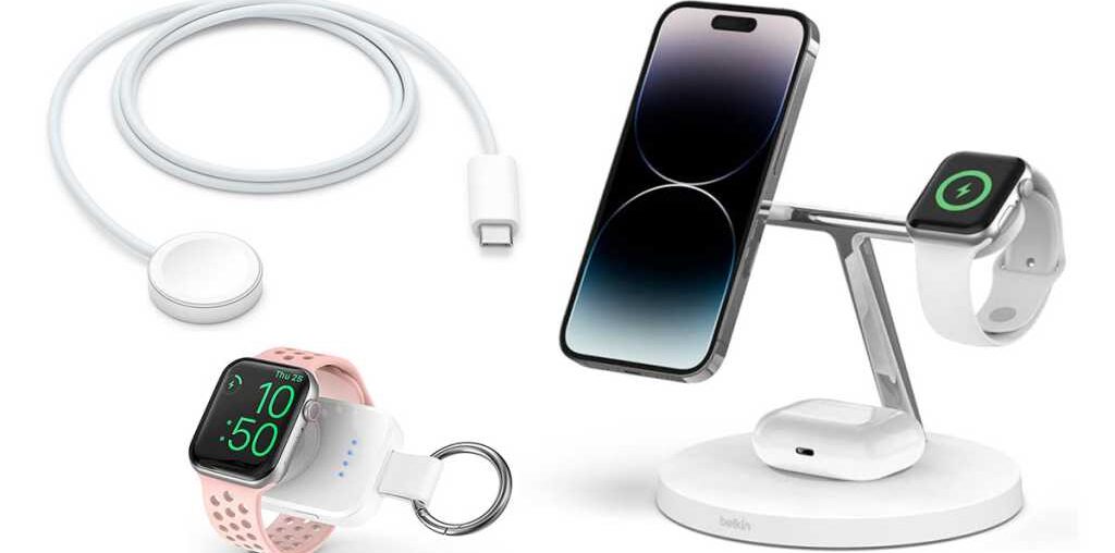 Three Apple Watch chargers