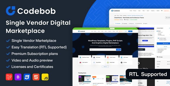 Codebob v1.0 Nulled – Single-Vendor Digital Marketplace PHP Script