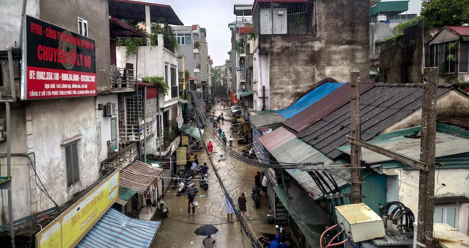 a generic view of a flooded street following the impact of typhoon yagi in hanoi vietnam on september 11 2024 photo reuters