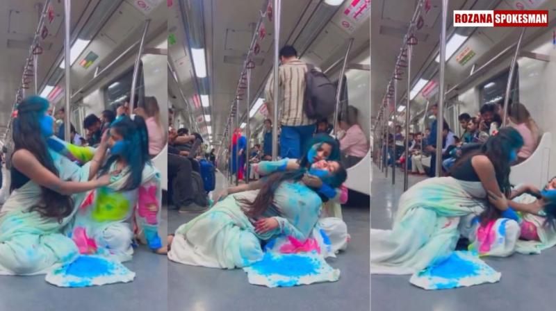 Delhi Metro Witnesses ‘Cringe’ Holi Celebration, Watch Viral Video