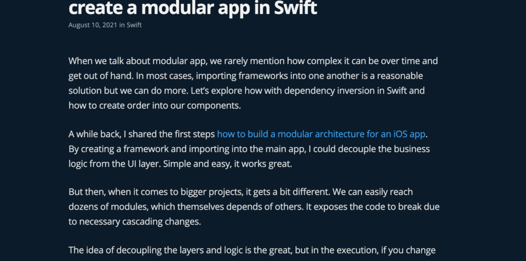 Dependency injection and Generics to create a modular app in Swift