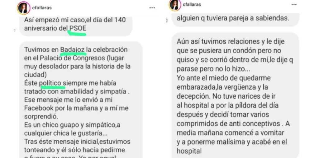 El PSOE brinda apoyo a una mujer que acusa de violencia sexual a un político en Badajoz