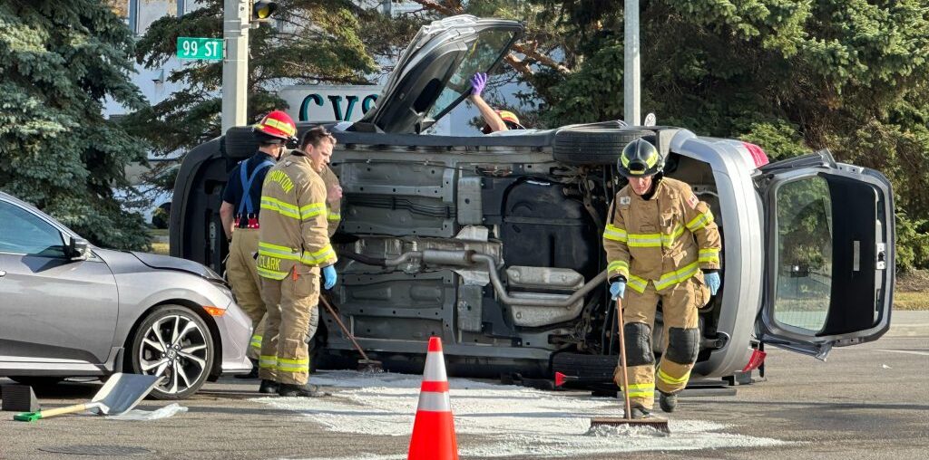 vehicle rolled onto its side