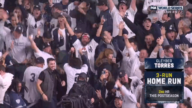 Gleyber Torres with the 3-run homer for the Yankees in the 8th