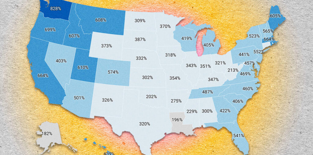 Housing market report: 10 states where home prices have risen more than 600% since 1984