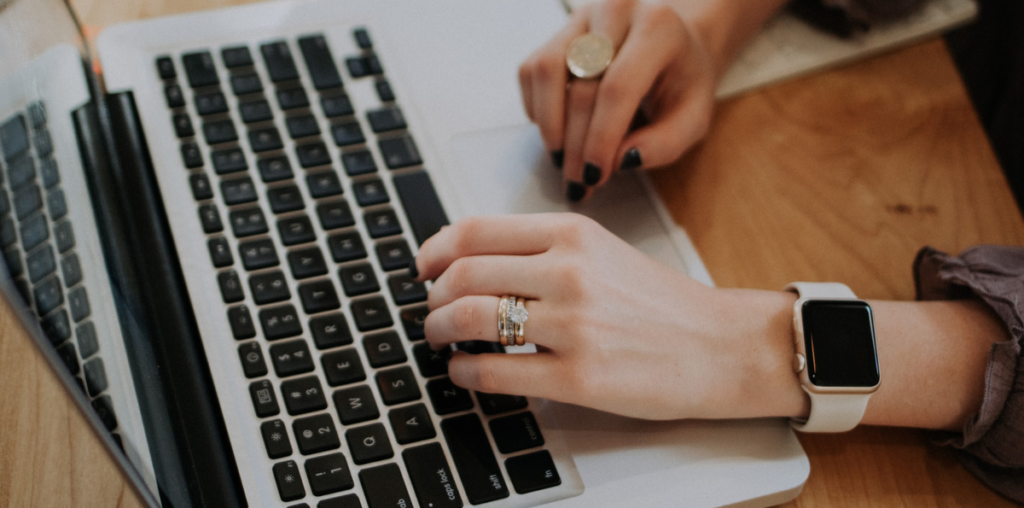 Woman using a Mac