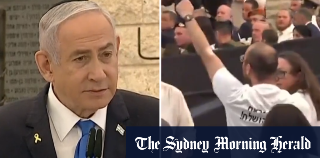 Israel prime minister heckled at October 7 memorial