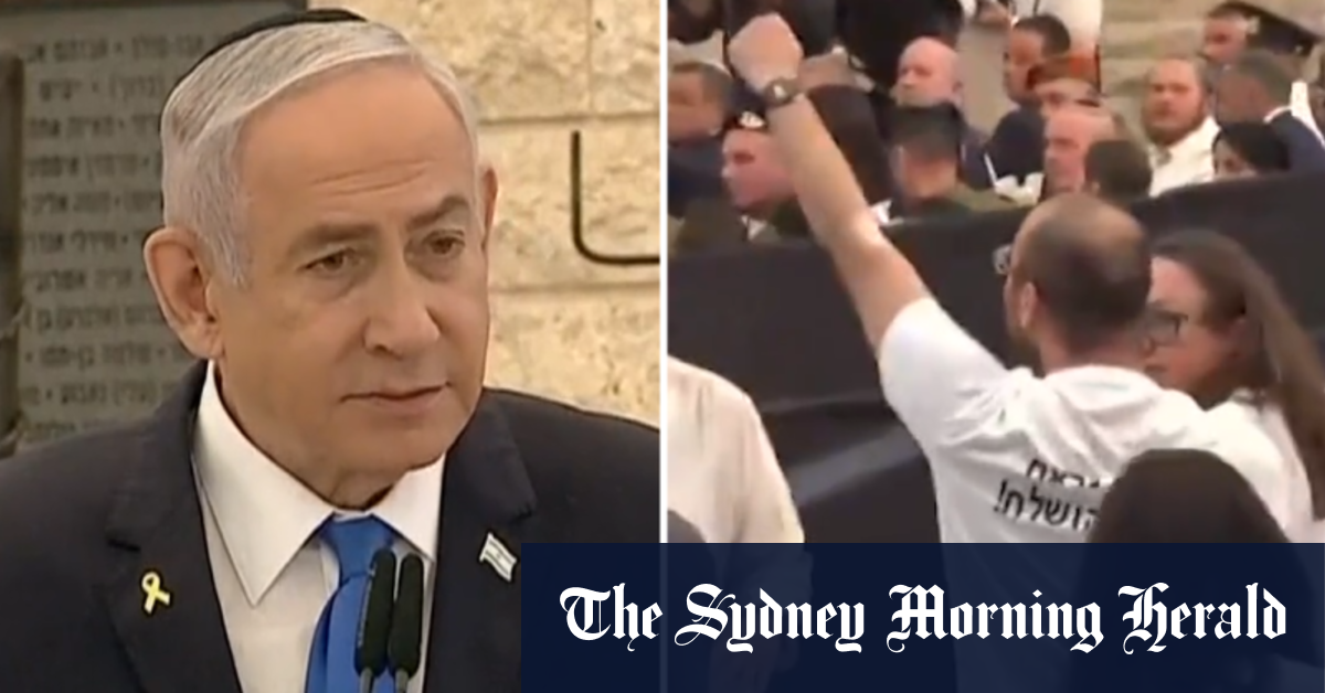 Israel prime minister heckled at October 7 memorial