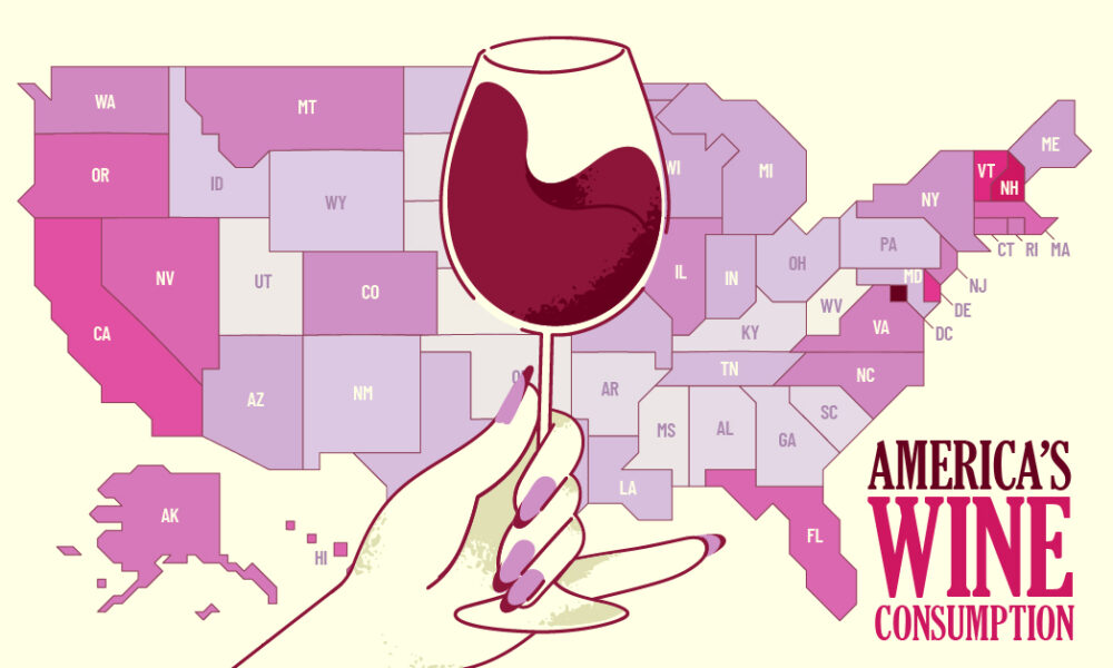 Mapped: America’s Wine Consumption By State