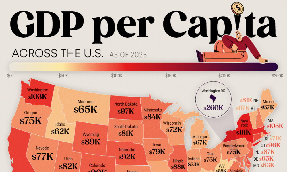 Mapped: GDP per Capita, by U.S. State