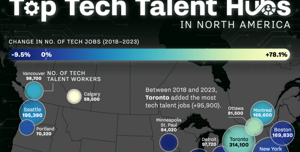 Mapped: North America’s Biggest Tech Talent Hubs