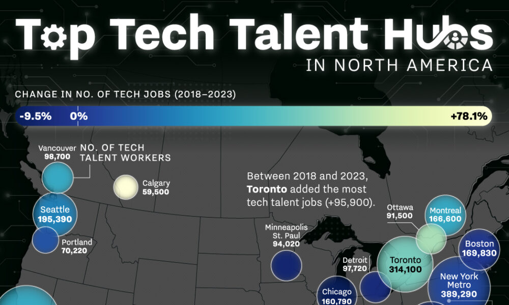 Mapped: North America’s Biggest Tech Talent Hubs