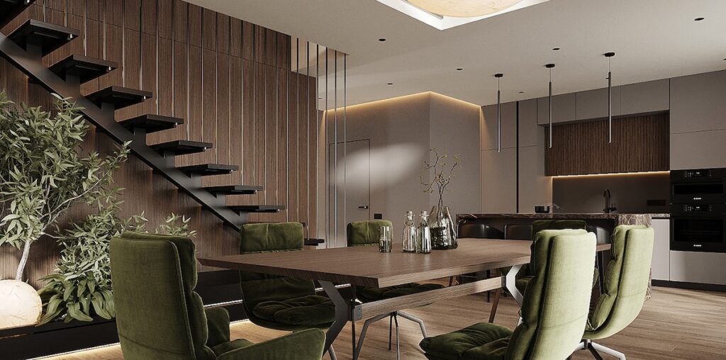 modern dining area in apartment