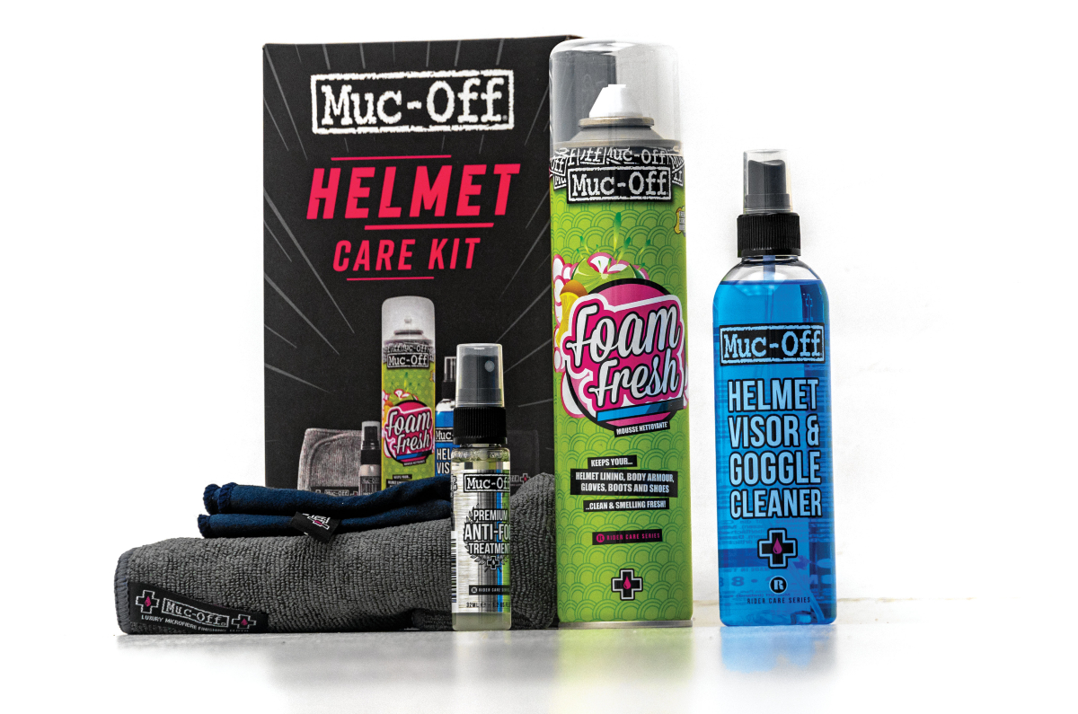 Mucoff helmet kit, price, spray, microfibre cloth usage – Introduction