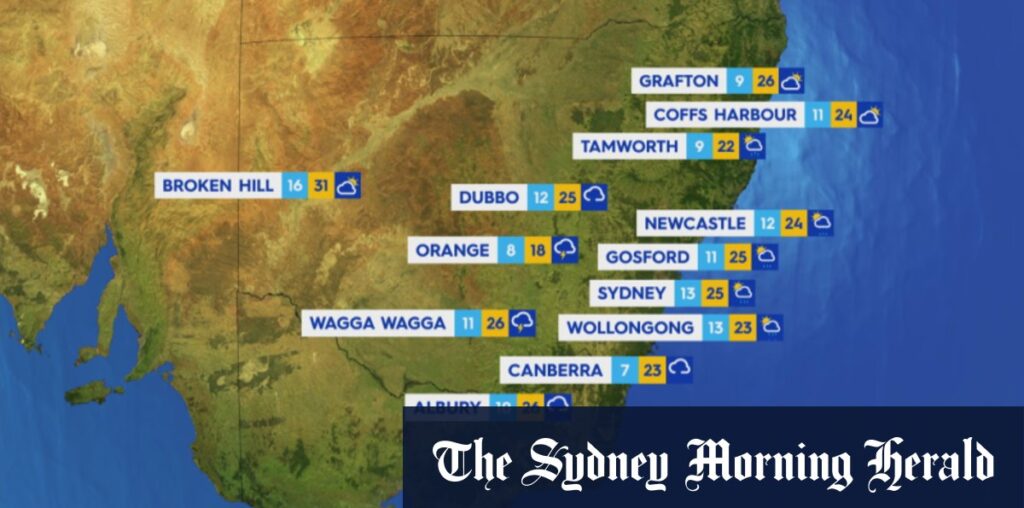 National weather forecast for Monday October 14