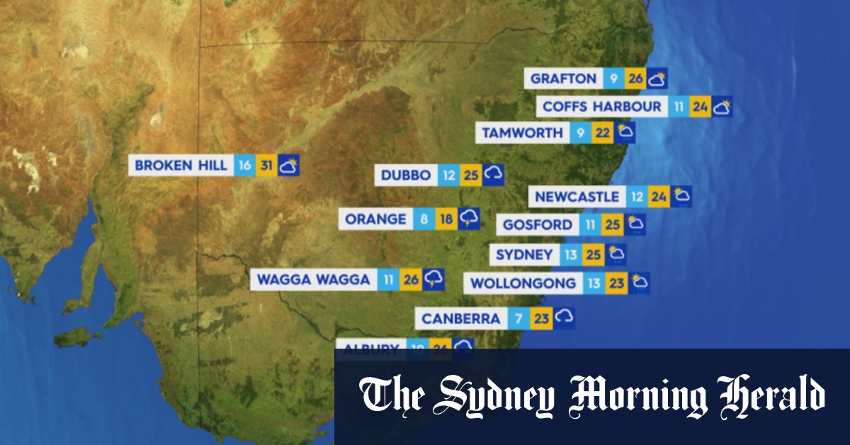 National weather forecast for Monday October 14