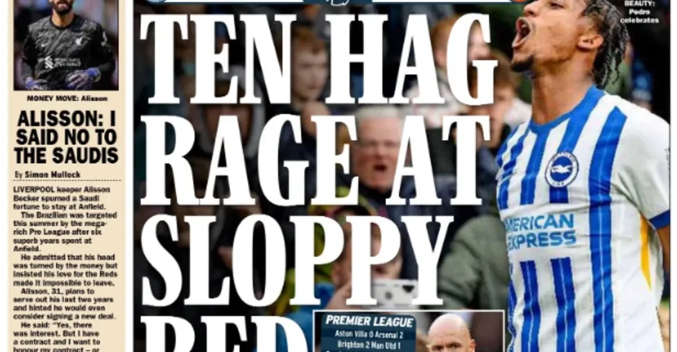 Newspaper Headline: Ten Hag Rage at Sloppy Red Devils - Learn English Through Football