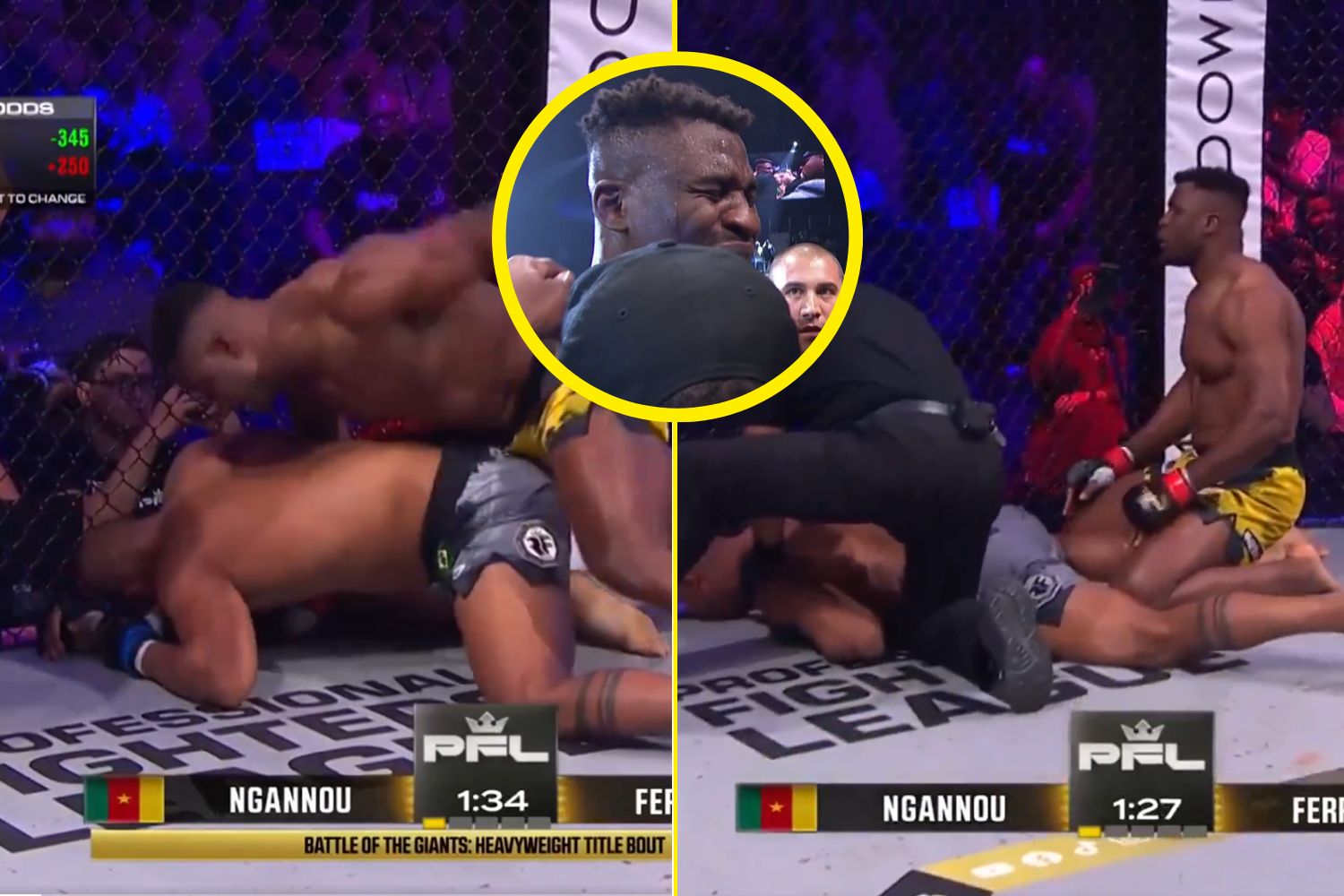 Ngannou flattens Ferreira with brutal first-round  KO and breaks down in tears