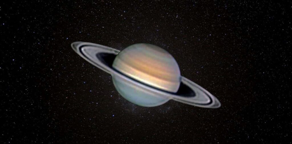 2T6AF4B the planet Saturn photographed with an amateur telescope