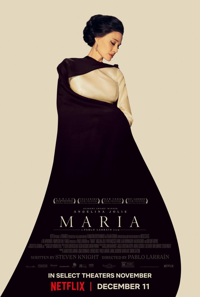 Official poster for Pablo Larraín’s ‘Maria’ starring Angelina Jolie