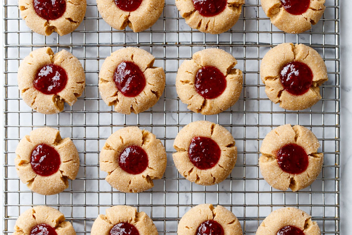 Peanut Butter & Jam Thumbprint Cookies | Love and Olive Oil