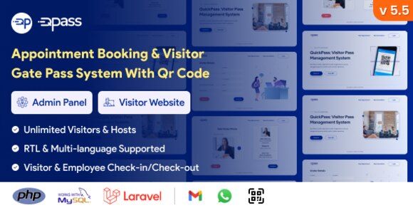 QuickPass v5.7 Nulled – Appointment Booking & Visitor Gate Pass System with QR Code Script