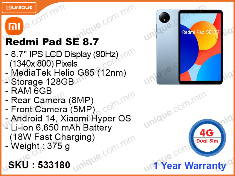 Redmi Pad SE 8.7″ 4G 6GB, 128GB