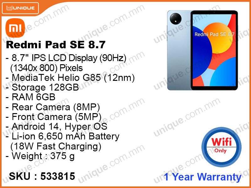 Redmi Pad SE 8.7″6GB,128GB Wifi