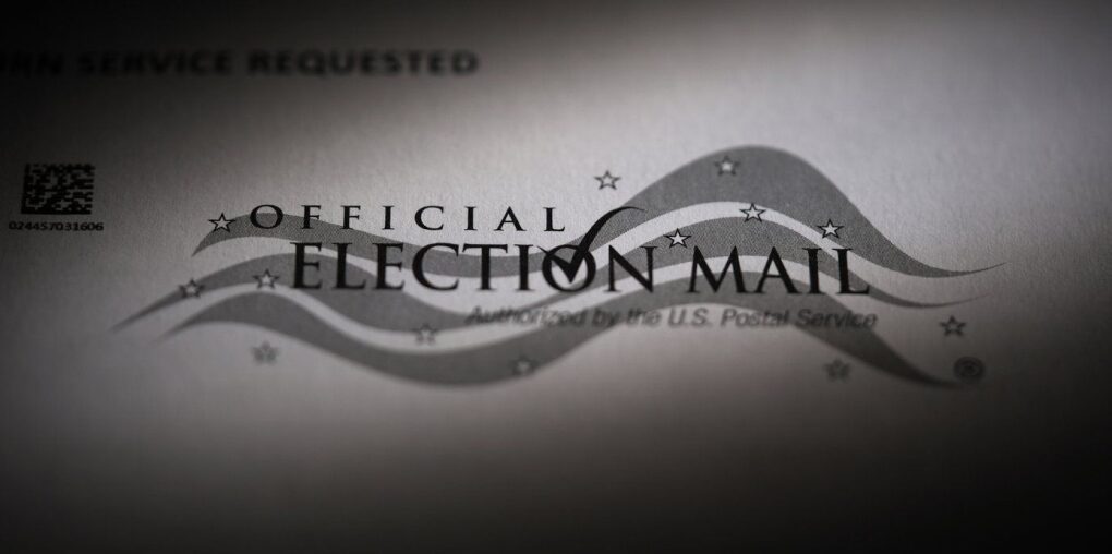 A mail-in official ballot for the 2024 General Election in the United States is shown in Pennsylvania on Oct. 8, 2024. (AP Photo/Matt Slocum, File)