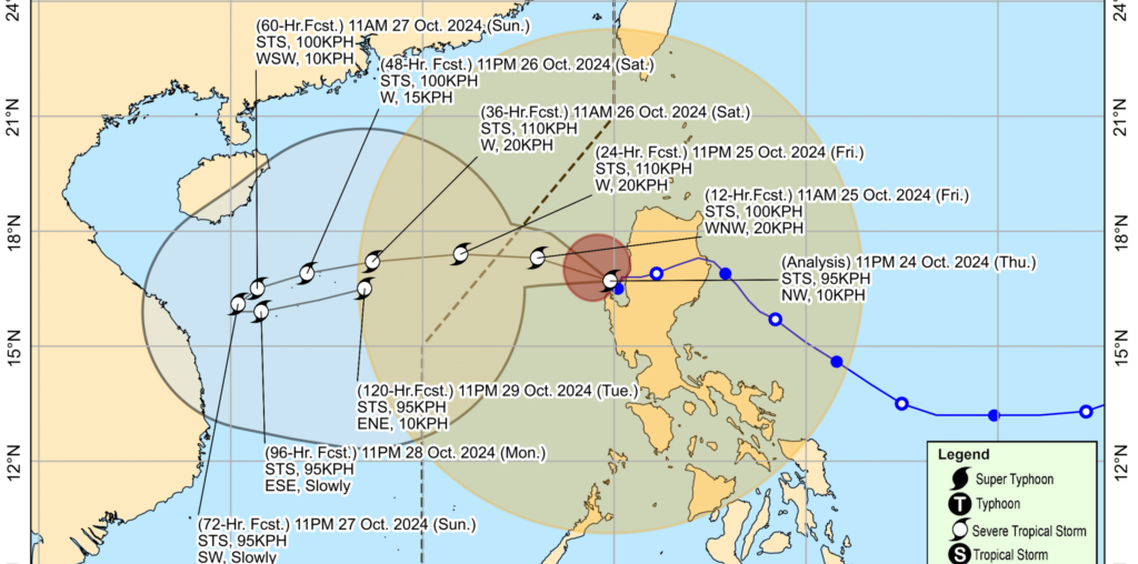 Severe Tropical Storm Kristine moving farther away from PH landmass