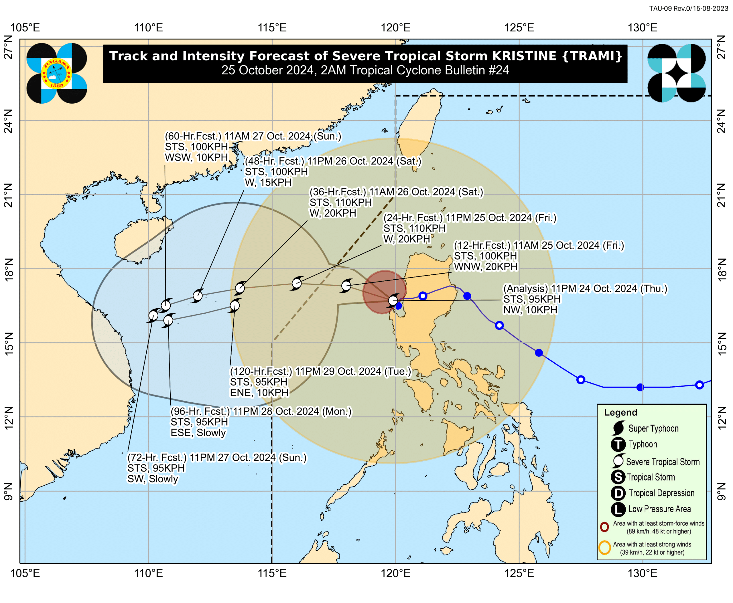 Severe Tropical Storm Kristine moving farther away from PH landmass