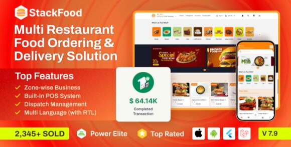 StackFood Multi Restaurant v7.9 Nulled – Food Delivery App with Laravel Admin and Restaurant Panel Source