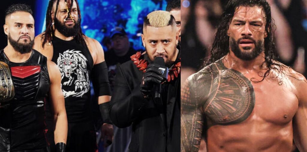 The Bloodline (left), Roman Reigns (right) (Image Credits: WWE.com)